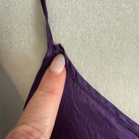 90s vintage Victoria's Secret | Gold Label purple silk Chemise Slit Extra Small - Picture 9 of 9